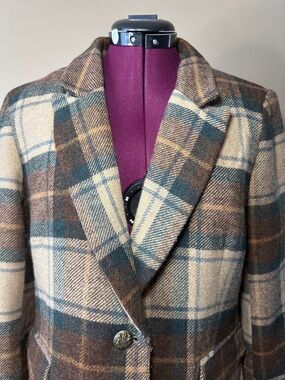 Joie Plaid Wool Blend Single Button Blazer, Heritage, Preppy, Academia